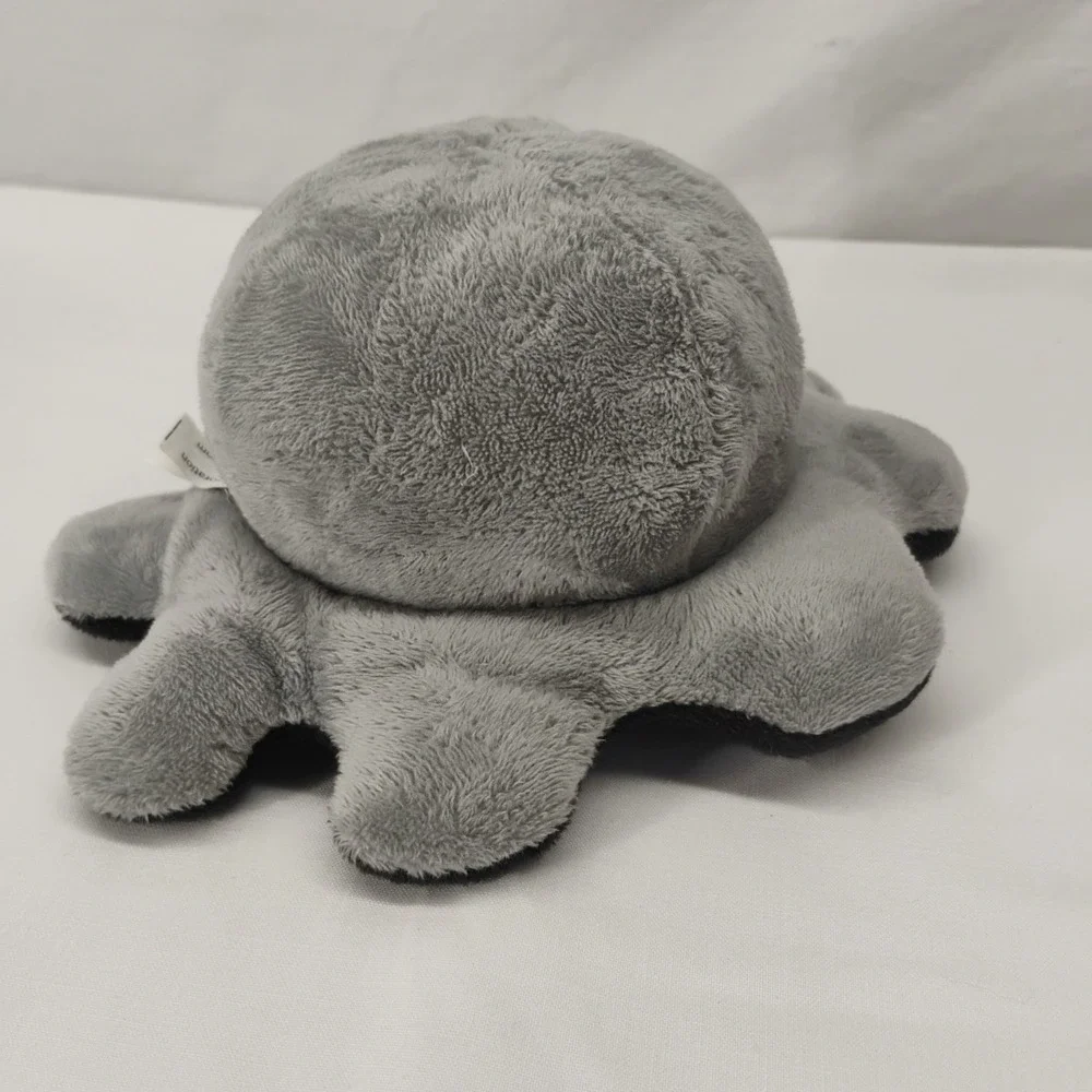 Mini Octopus Reversible Plush Grey/Black Happy/Sad ‎ Stuffed Animal Tee Turtle